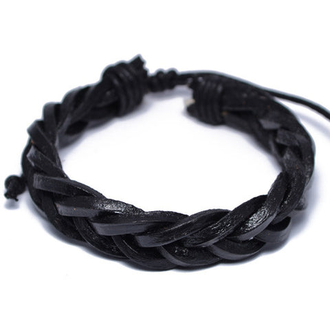 Black Braided Leather Bracelet