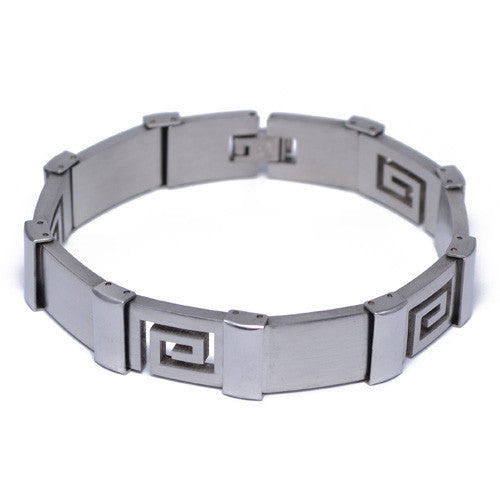 Men's Greek Design Stainless Steel Bracelet