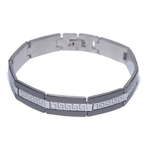 Polished Greek Design Stainless Steel Bracelet