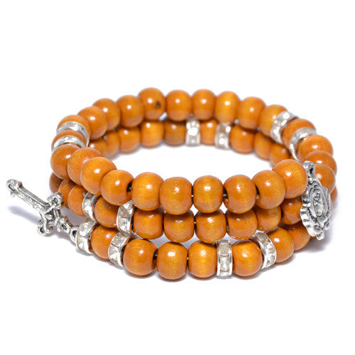 Natural Wood Beaded Wrap Bracelet