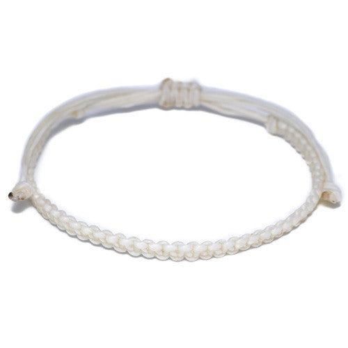 Men's White Cotton Buddhist Bracelet