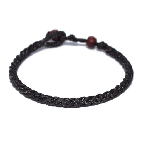 Men's Black Cotton Threaded Buddhist Bracelet