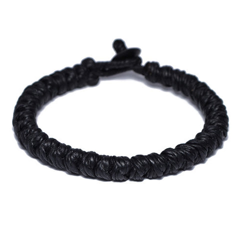 Black Wax Cotton Thread Buddhist Bracelet
