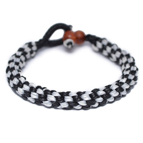Black and White Buddhist Bracelet for Men