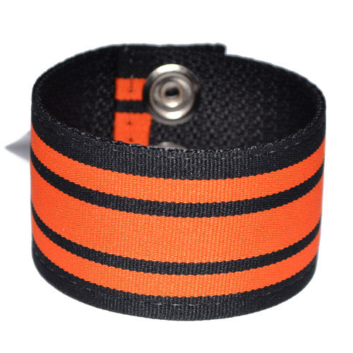 Souldier Mopar Black and Orange Striped Guitar Strap Cuff Bracelet