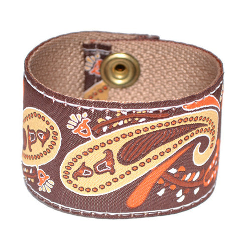 Souldier Gold and Brown Paisley Guitar Strap Cuff Bracelet