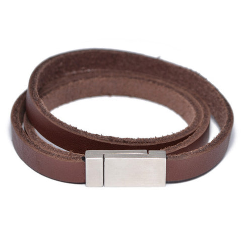 Men's Brown Leather Wrap Bracelet