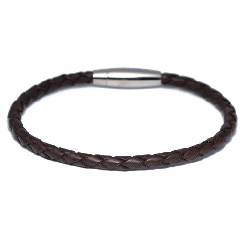 Men's Braided Brown Leather Bracelet