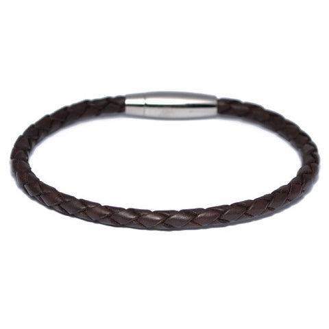 Men's Braided Brown Leather Bracelet