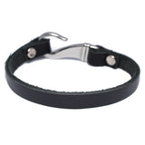 Men's Black Leather Hook Bracelet