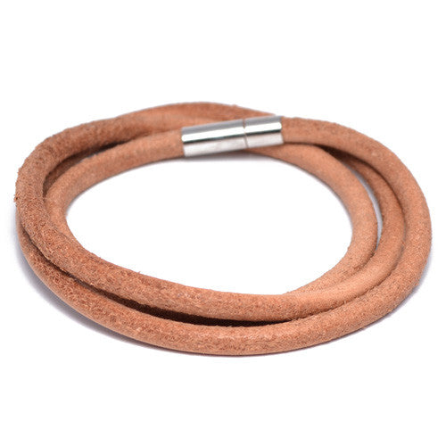Men's Light Brown Leather Wrap Bracelet