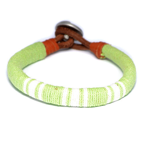 Men's Lime Green Threaded Leather Bracelet