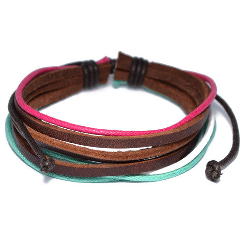 Men's Multi Color Strand Leather Bracelet
