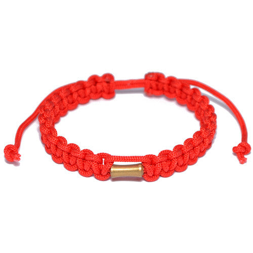 Men's Orange Red Nylon Adjustable Bracelet