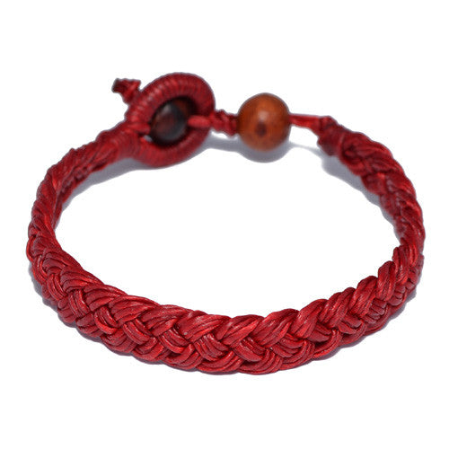 Men's Red Cotton Braided Buddhist Bracelet