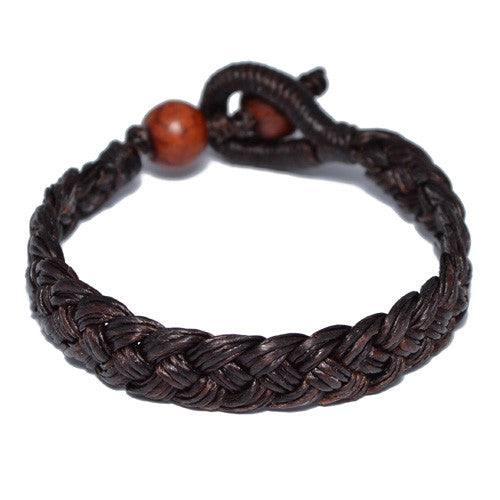 Men's Brown Cotton Braided Buddhist Bracelet