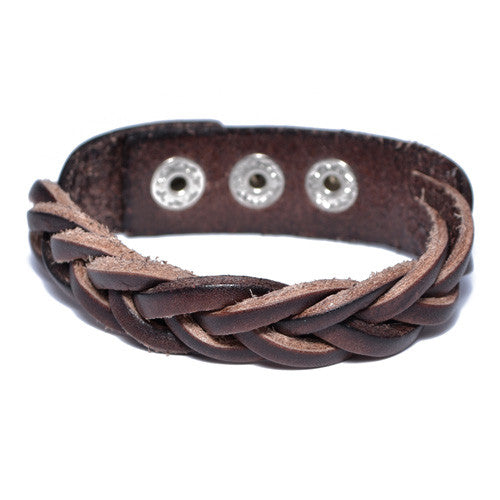 Men's Braided Brown Leather Bracelet