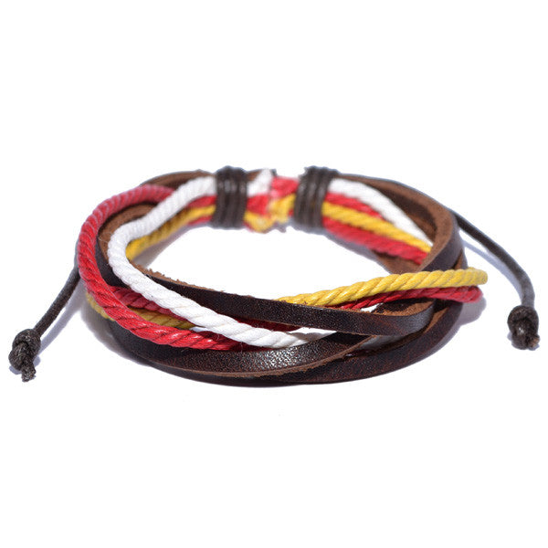 Men's Leather Multi-Colored Bracelet