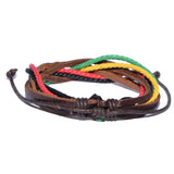 Men's Leather Rasta-Colored Bracelet