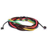 Men's Leather Rasta-Colored Bracelet