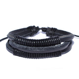 Men's Black Leather Shocker Tie Knot Bracelet