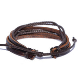 Men's Brown Leather Multi-Strand Bracelet