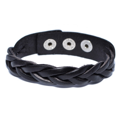 Men's Braided Black Leather Bracelet
