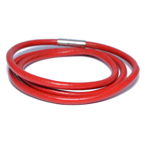 Red Leather Wrap Bracelet for Men
