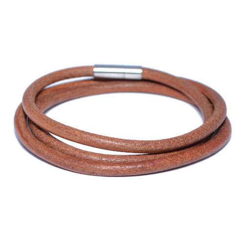 Dark Leather Wrap Bracelet for Men