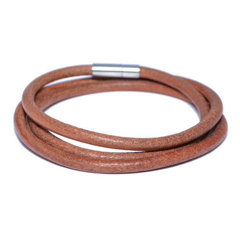 Dark Leather Wrap Bracelet for Men