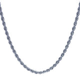 Men's 4mm Silver Plated Rope Chain Necklace