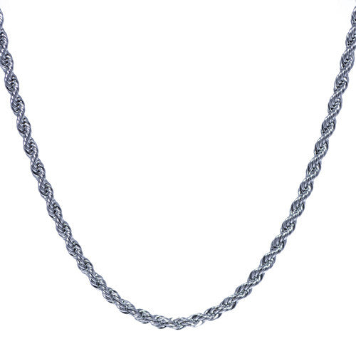 Men's 4mm Silver Plated Rope Chain Necklace