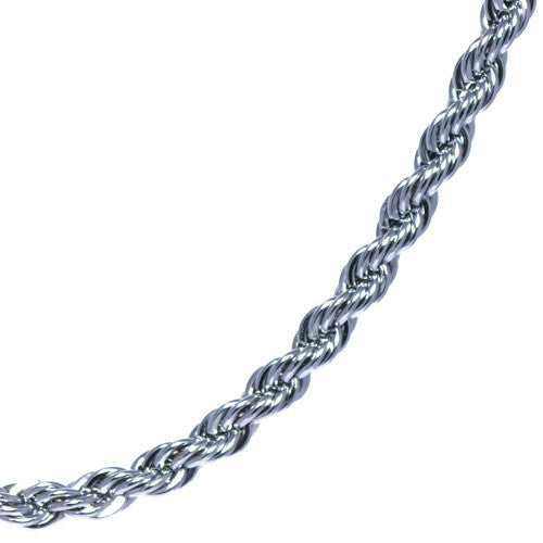 Men's 4mm Silver Plated Rope Chain Necklace