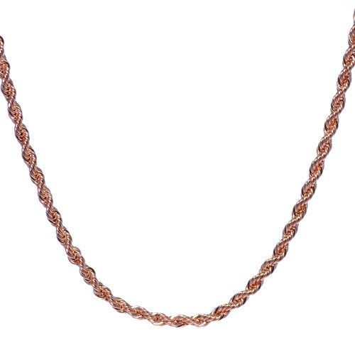 Men's 4mm Rose Gold Plated Rope Chain Necklace