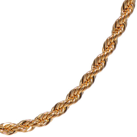 Men's 4mm Yellow Gold Plated Rope Chain Necklace