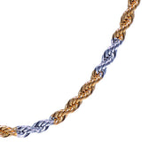 Men's 4mm Silver and Gold Plated Two Tone Rope Chain Necklace