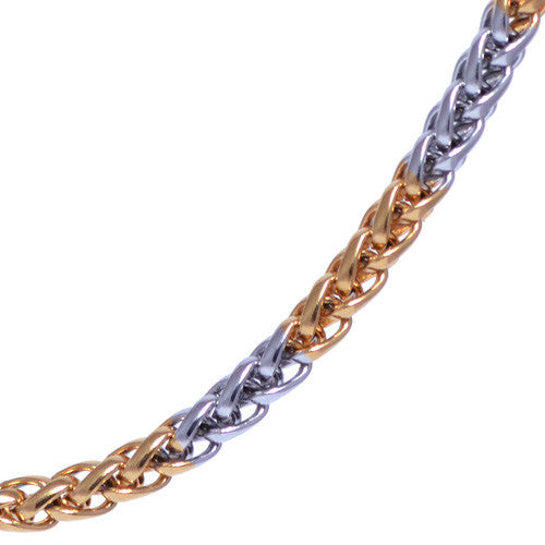 Men's 4mm Silver and Gold Plated Two Tone Franco Chain Necklace
