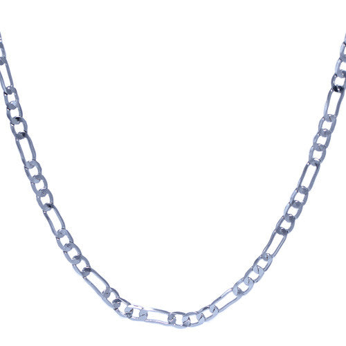 Men's 4mm Silver Plated Figaro Link Chain Necklace