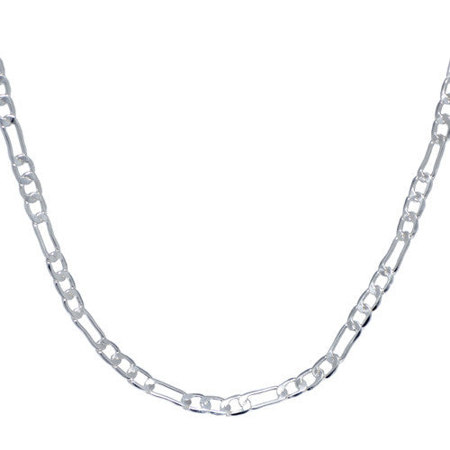 4mm Chrome Plated Figaro Chain Necklace for Men