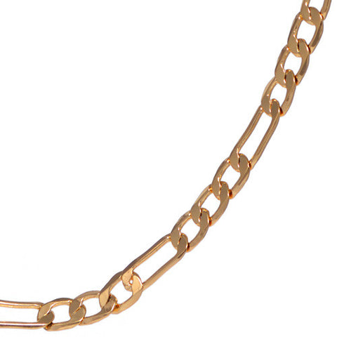 4mm Yellow Gold Plated Figaro Chain Necklace For Men