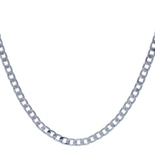 4mm Silver Plated Curb Chain Necklace For Men