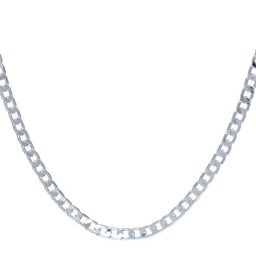 Men's 4mm Chrome Plated Curb Chain Necklace