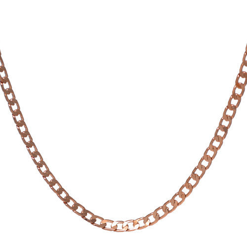 4mm Rose Gold Plated Curb Chain Necklace For Men