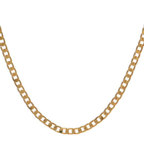 4mm Gold Plated Curb Chain Necklace For Men
