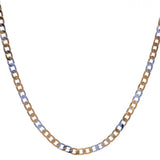 Men's 4mm Silver and Gold Plated Two Tone Curb Chain Necklace