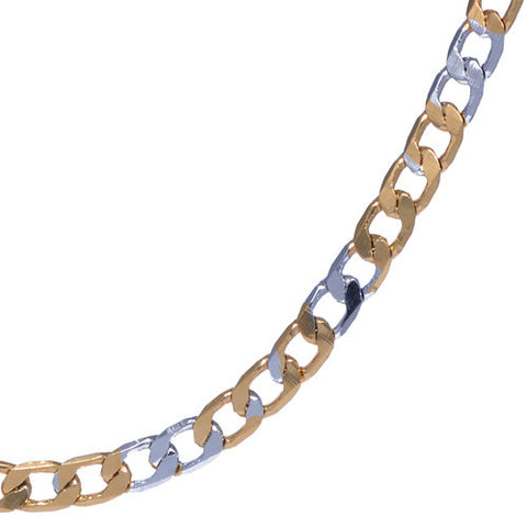 Men's 4mm Silver and Gold Plated Two Tone Curb Chain Necklace