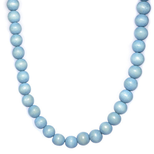 Men's Light Blue Wooden Bead Necklace