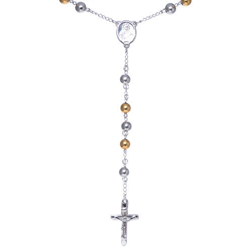 Two-tone Stainless Steel Rosary Necklace