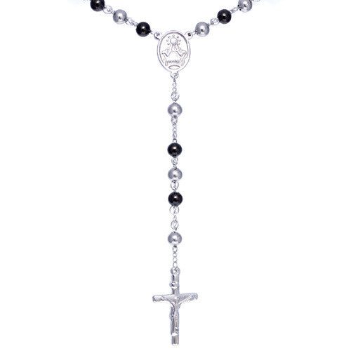 Men's Two-tone  Stainless Steel Rosary Necklace