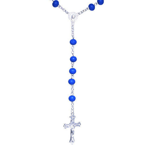 Blue Wood Bead Necklace For Men